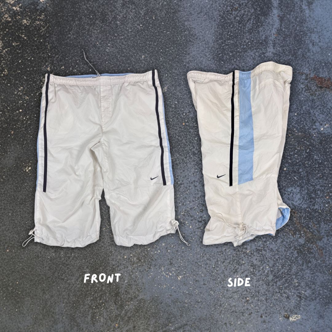 Vintage Y2K Nike 3/4 Track Pants Men’s L White Blue Bungee Tabs Windbreakers