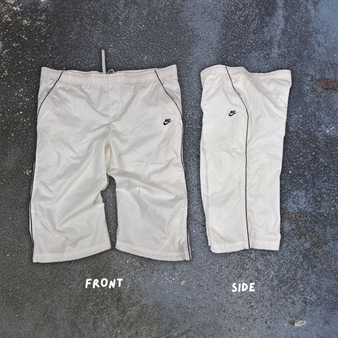 Vintage Y2K Nike 3/4 Track Pants Men’s XL White Black Piping Bungee Tabs Windbreaker