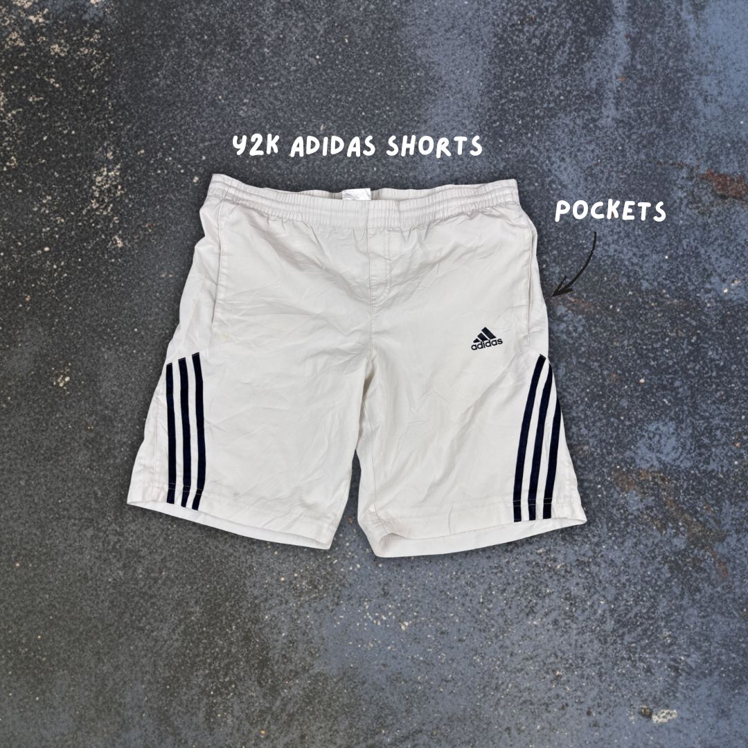 Vintage Y2K Adidas Shorts Men’s S White Black 3 Stripe Classic Style