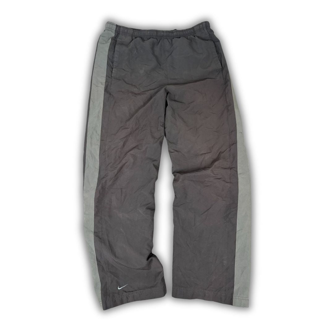 Vintage Y2K Nike Track Pants Men's L Black Grey Panels Swoosh Joggers Wide Leg