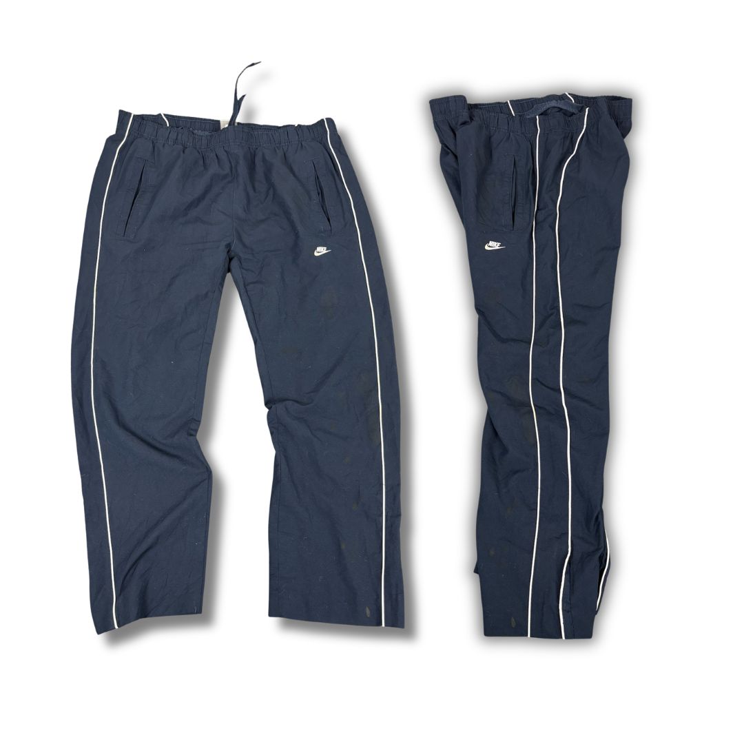 Vintage Y2K Nike Track Pants Women's L Navy White Double Piping Joggers Straight Leg