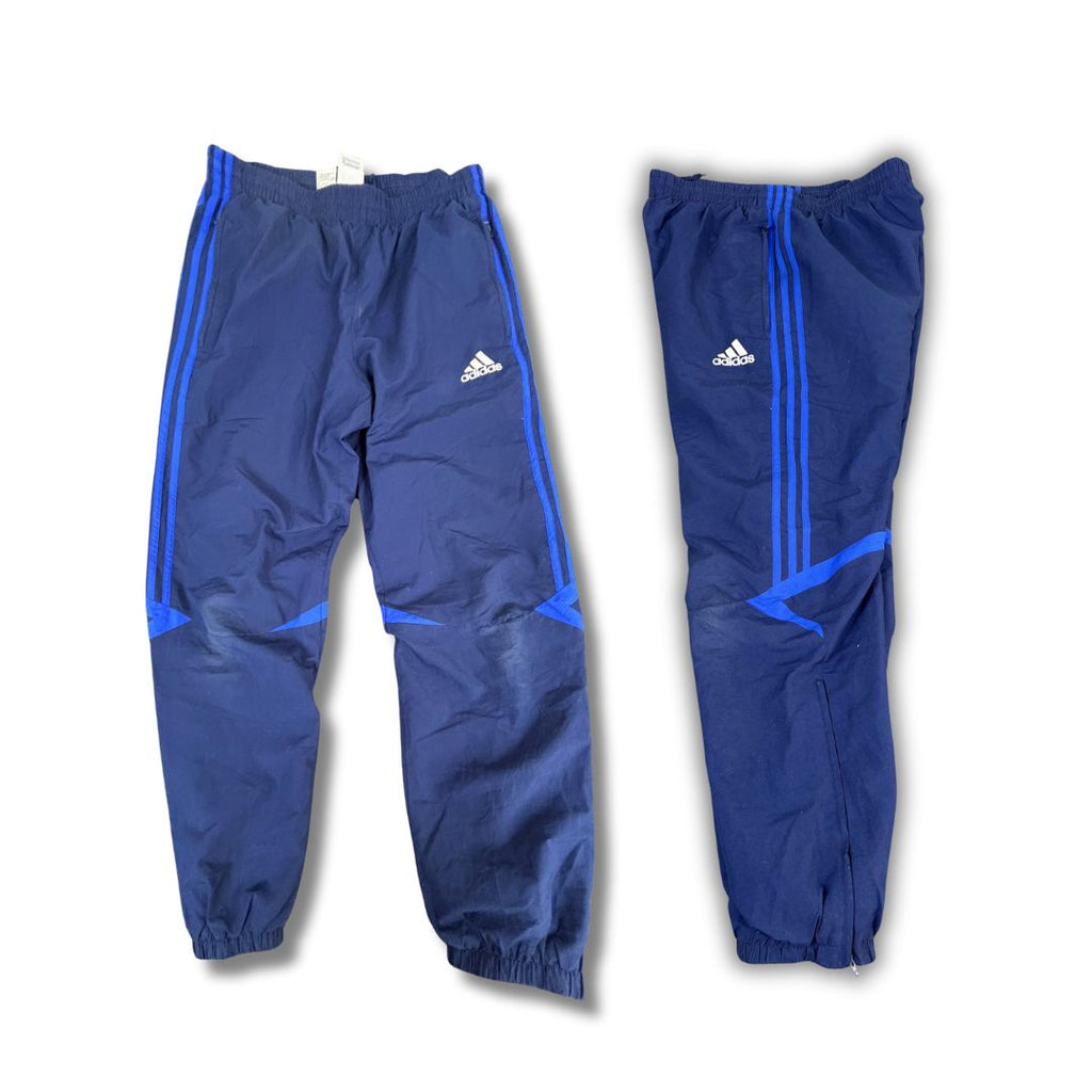 Vintage Y2K Adidas Track Pants Men's L Blue Hip Logo 3 Stripe Joggers Tapered
