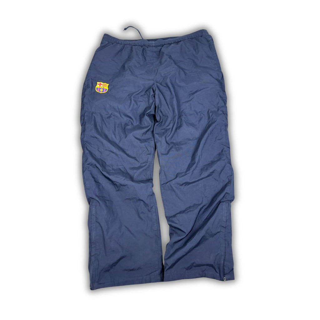 Classic Y2K Nike Track Pants Men's L Navy Barcelona FC badge logo joggers Wide Leg