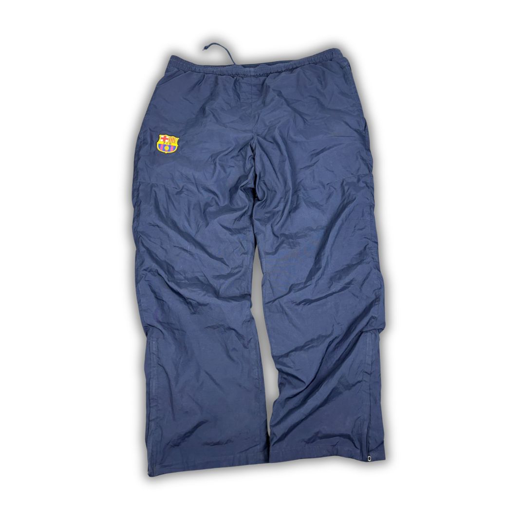 Classic Y2K Nike Track Pants Men's L Navy Barcelona FC badge logo joggers Wide Leg