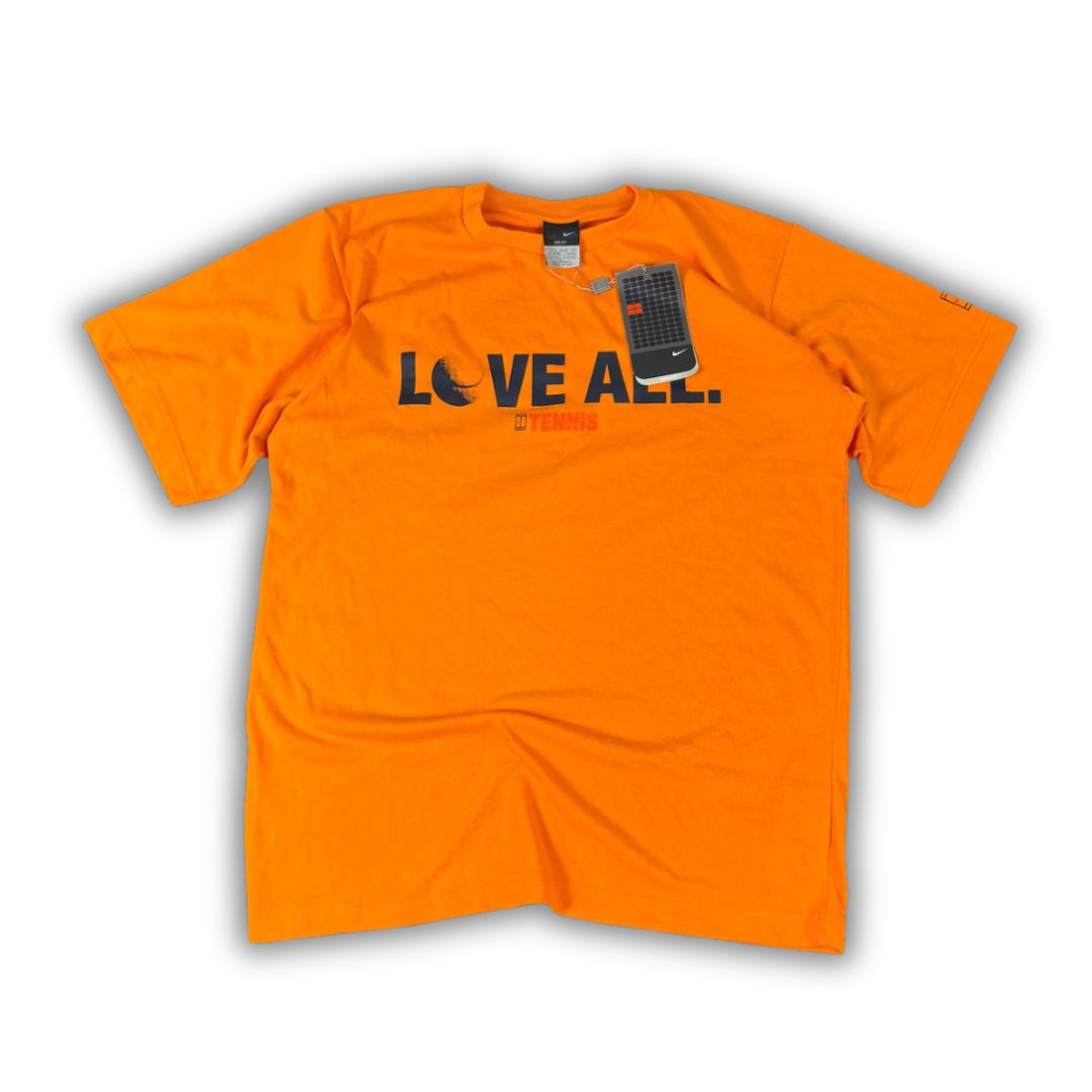 Vintage Y2K Nike Court T-shirt Men's S Orange Love Tennis New w Tags Deadstock Crew Neck