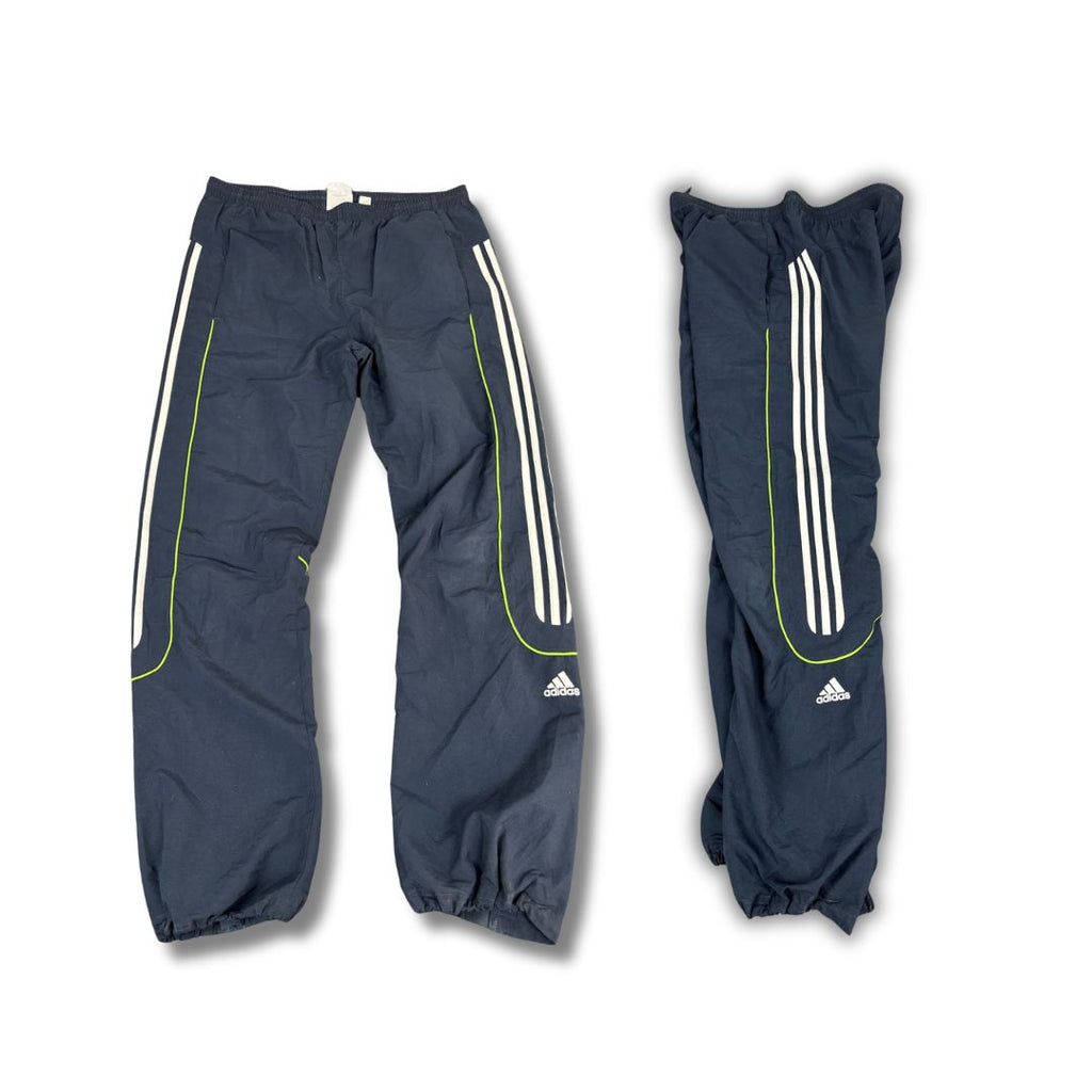 Vintage Y2K Adidas Track Pants Men's XL Navy Green Piping 3 Stripe Joggers Straight Leg