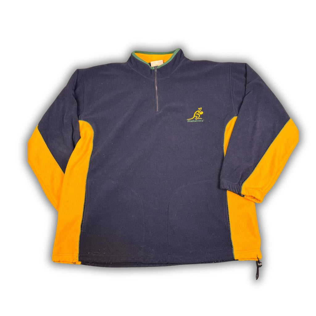 Wallabies Rugby 1/4 Zip Fleece Men's XXL Navy Gold Wallabies Logo Mock Neck