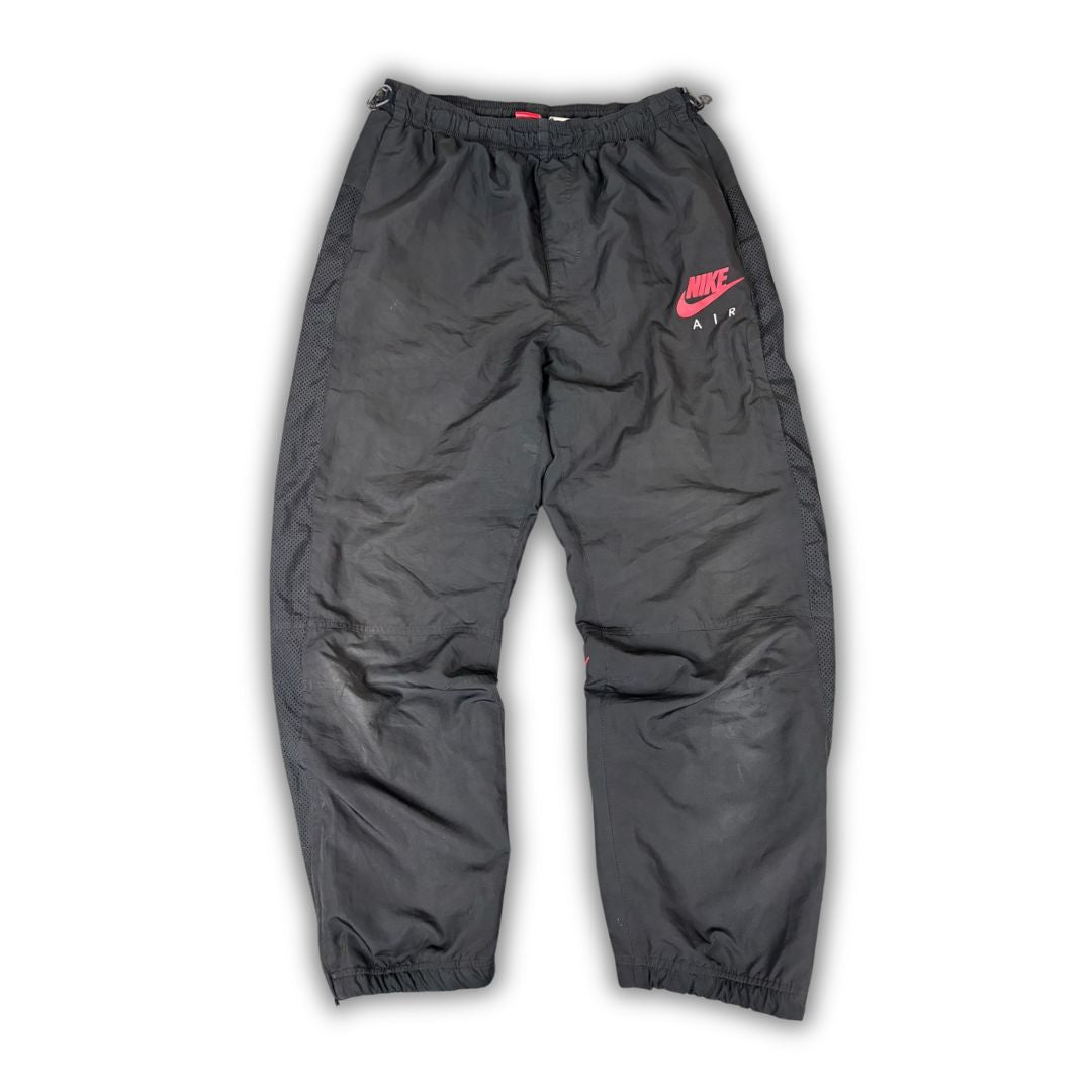 Y2K Nike Track Pants Men's L Black Red Spell Out Mesh Panel Joggers Tapered