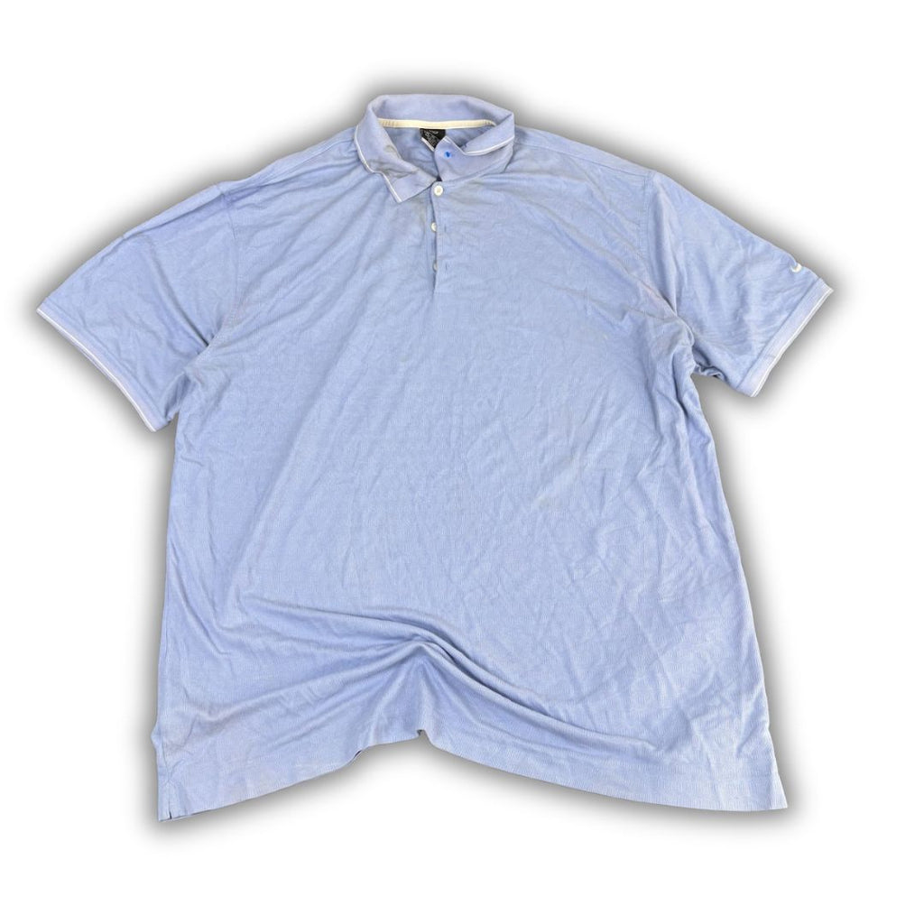 Vintage 90's Nike Golf Polo Men's XXL Blue Textured White Swoosh Shirt Collared