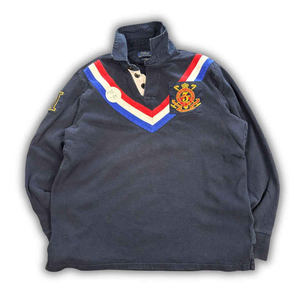 Modern Modern Ralph Lauren Rugby Polo Men's L Navy Embroidered Badge Logo Collared
