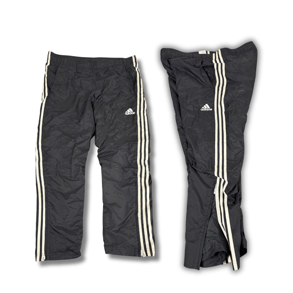 Classic Adidas Track Pants Men's L Black White 3 Stripe Joggers