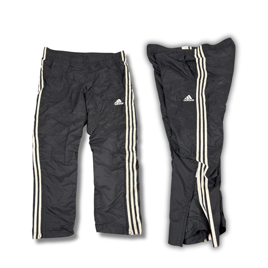 Classic Adidas Track Pants Men's L Black White 3 Stripe Joggers