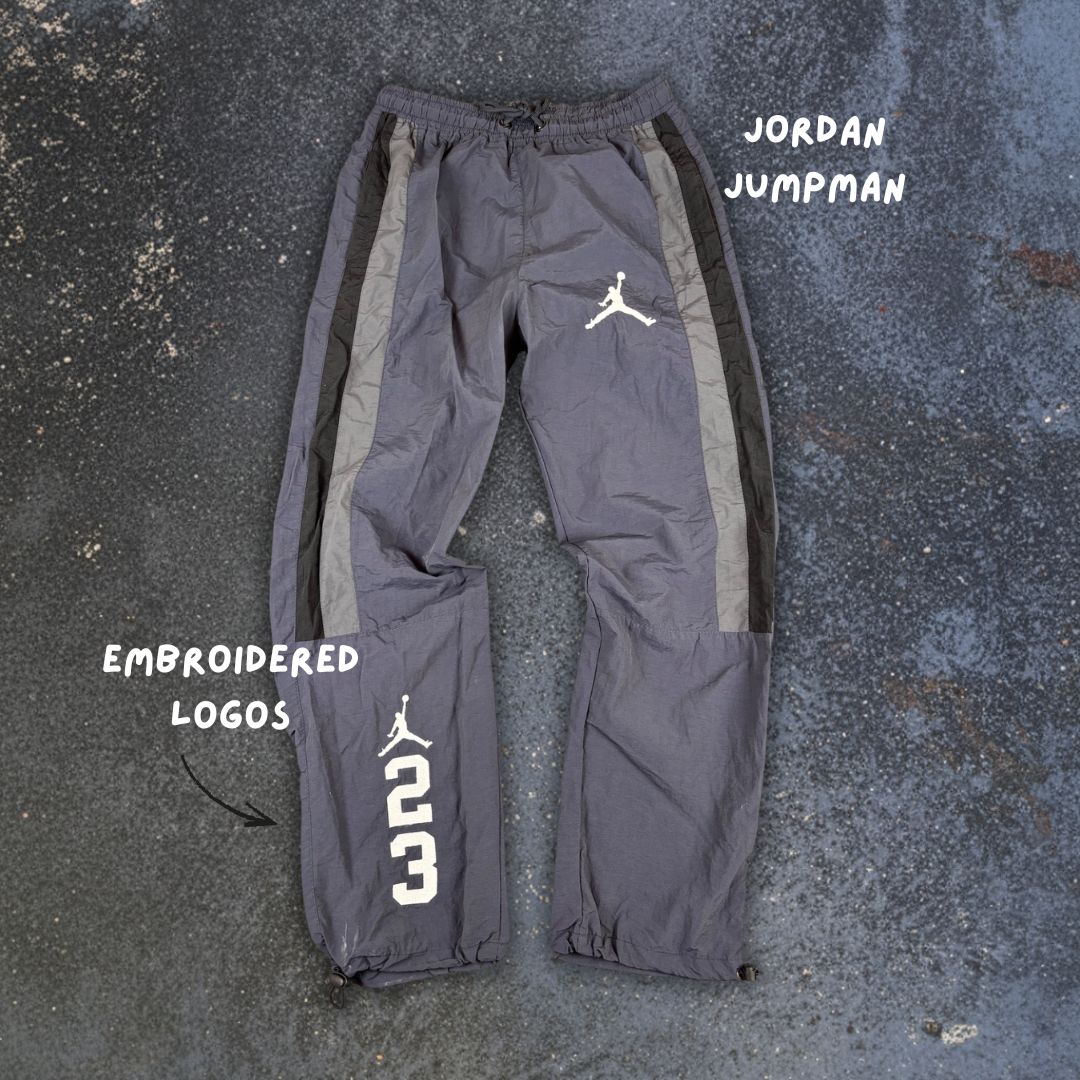 Nike Jordan Track Pants S Black Grey Panels 23 Detail Bungee Tabs