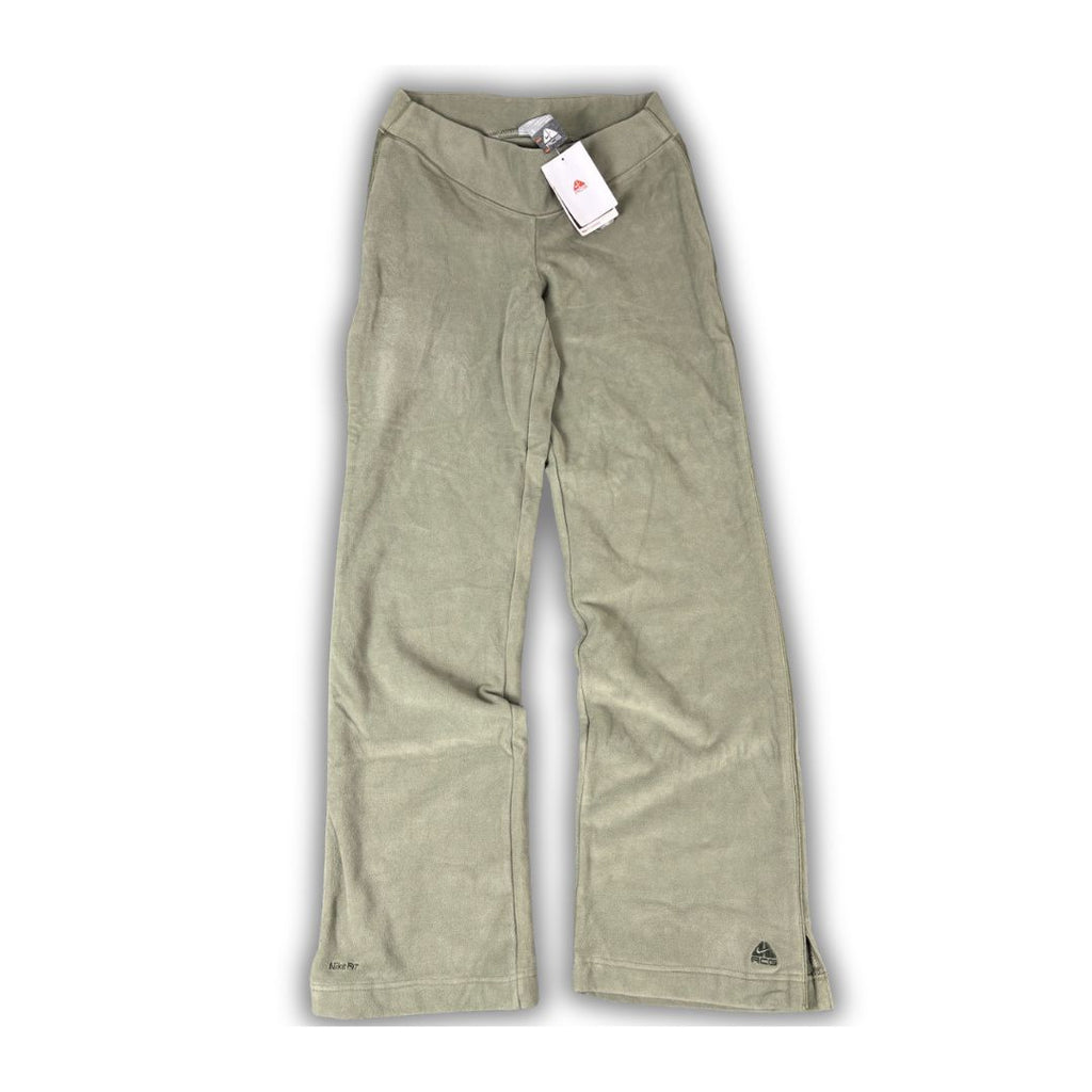 Vintage Y2K Nike ACG Track Pants Women's S Green Fleece Embroidered Joggers Slim