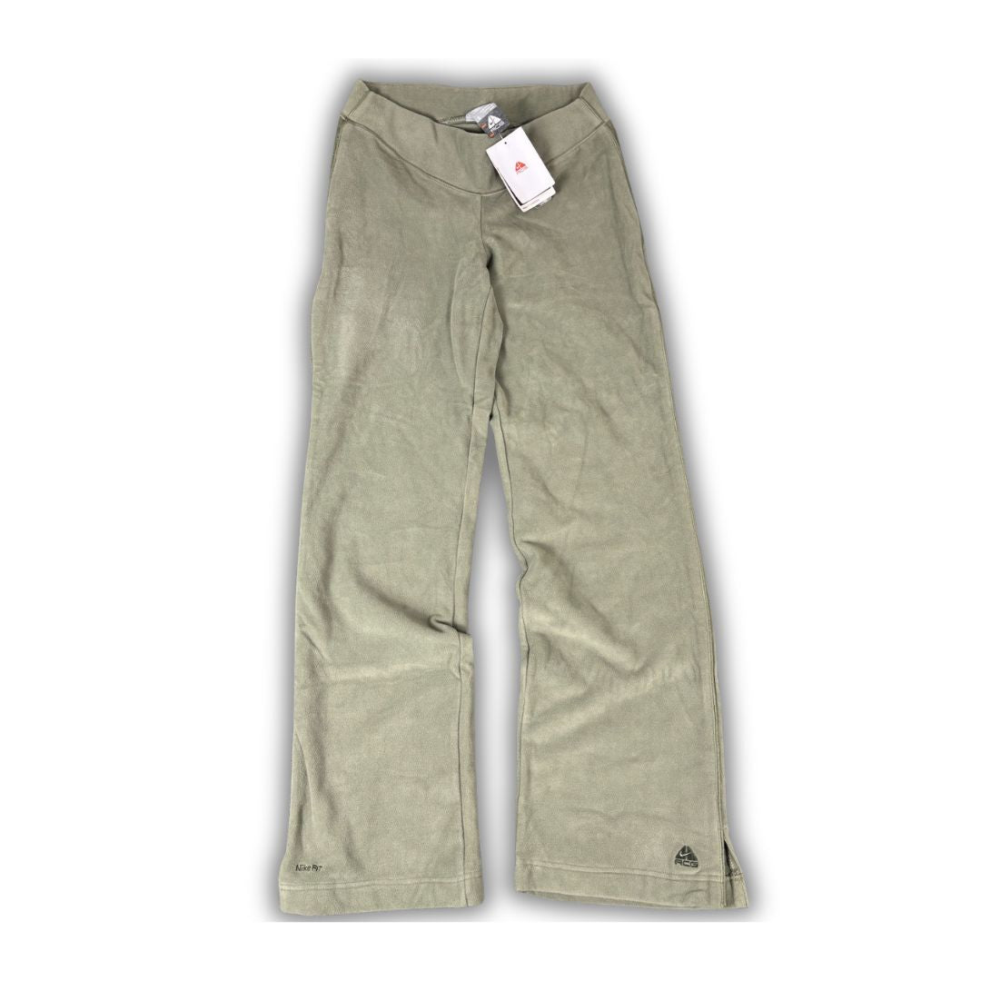 Vintage Y2K Nike ACG Track Pants Women's S Green Fleece Embroidered Joggers Slim