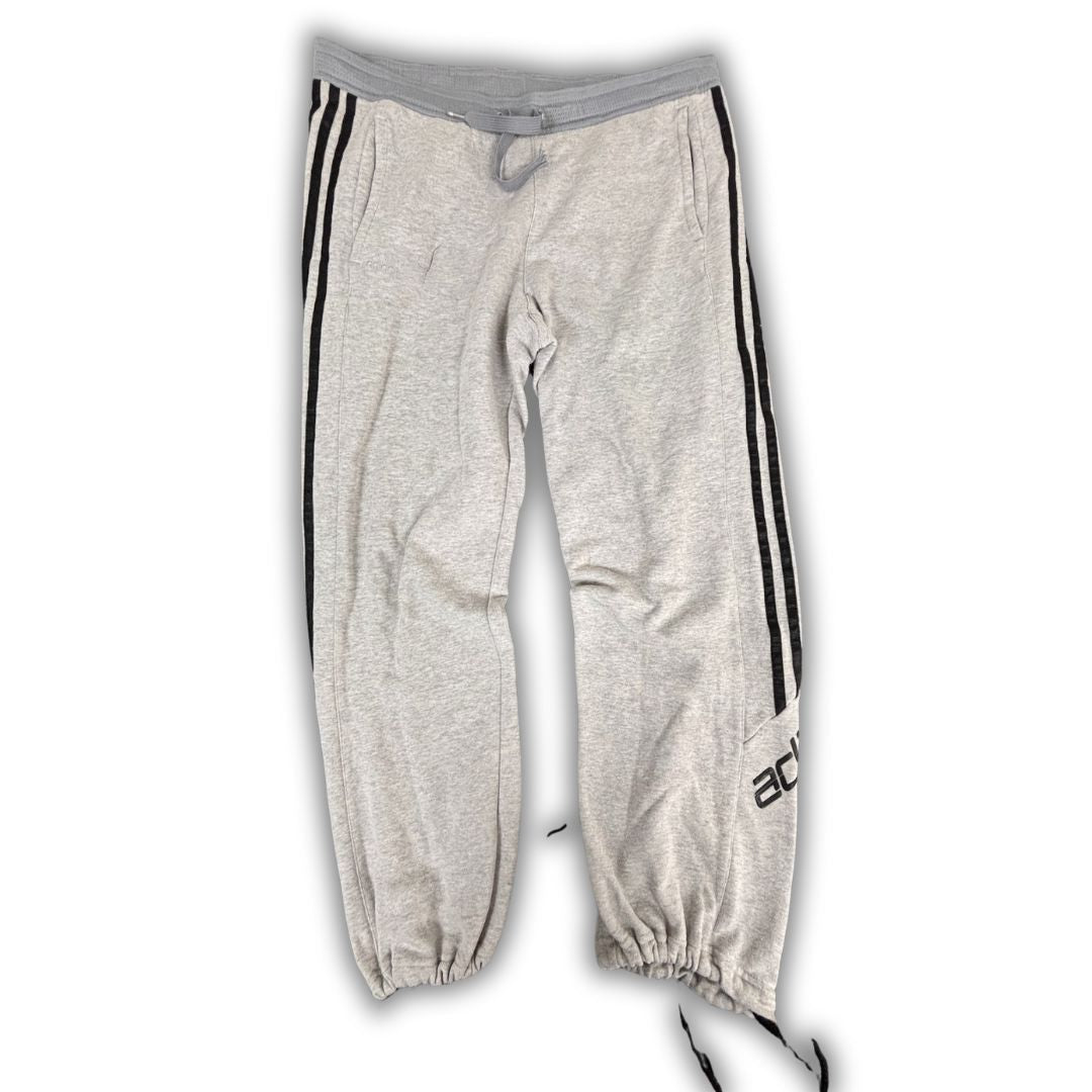 Vintage Y2K Adidas Track Pants Men's S Grey Black 3 Stripe Spell Out Sweatpants Straight Leg