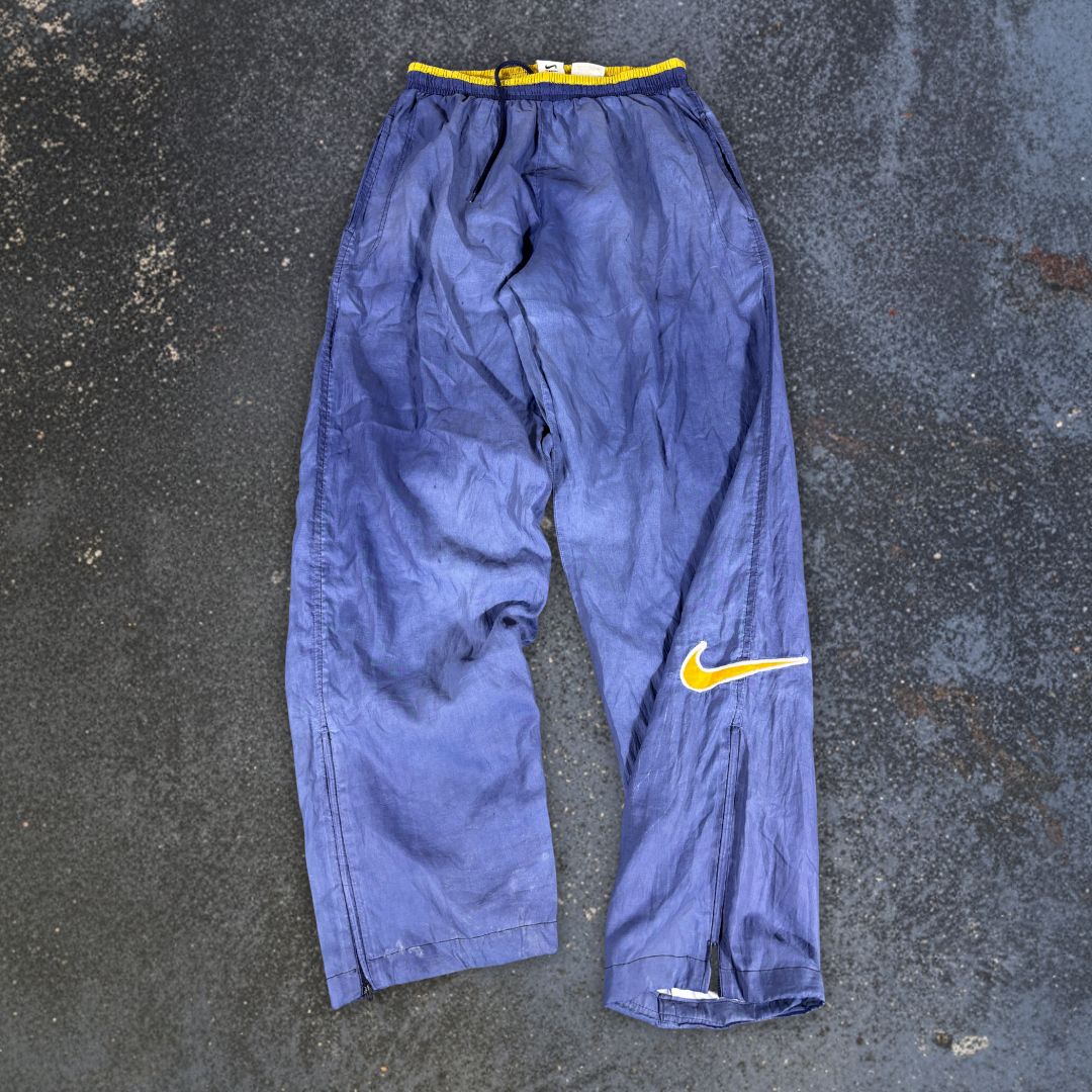 Vintage 90s Nike Trackpants M Purple Yellow Swoosh Retro Nylon Windbreakers