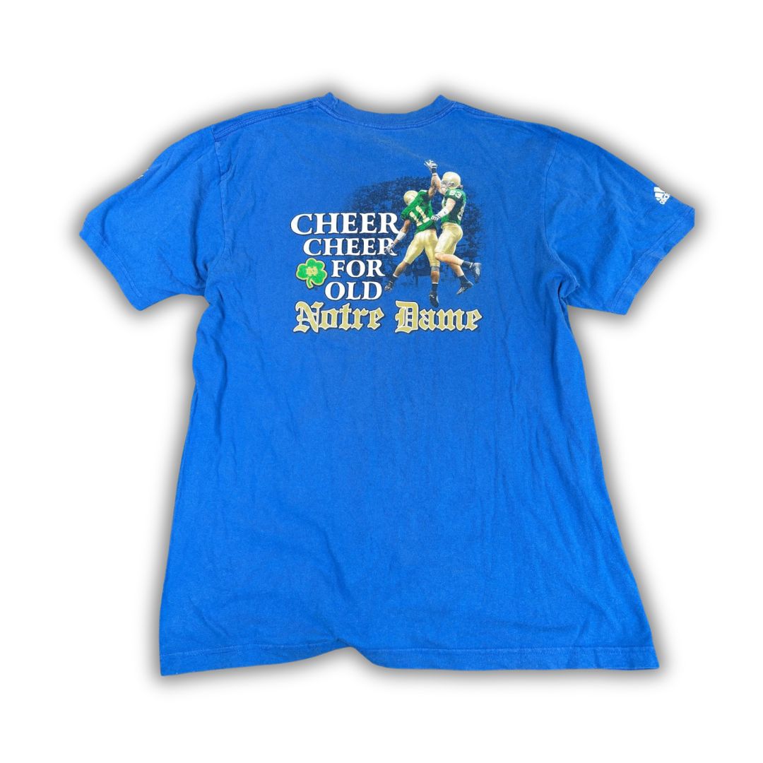 Vintage Adidas Notre Dame T-shirt Men's XL Blue Football Graphic Tee Crew Neck