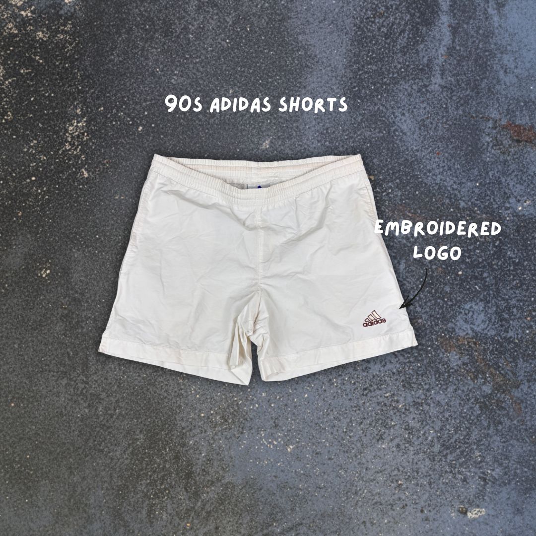 Vintage 90s Adidas Shorts Men’s XL White Brown Logo Tennis Style