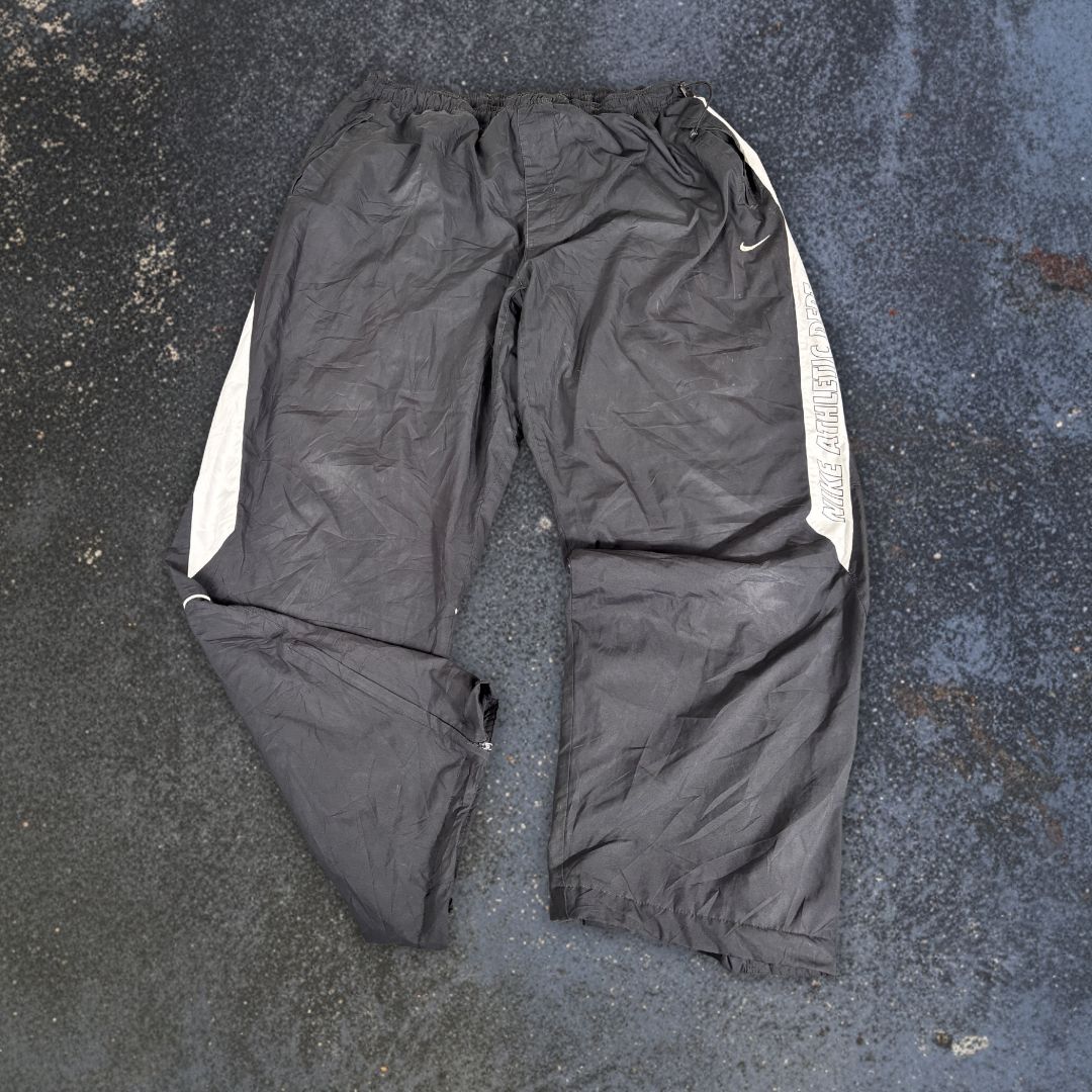Vintage Y2K Nike Track Pants Men’s XL Black White Spell Out Bungee Tab Wide Leg