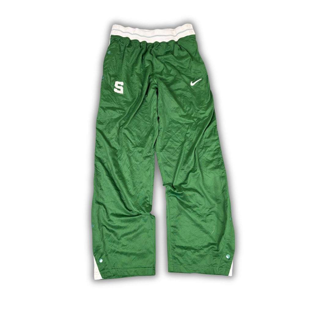 Vintage Y2K Nike Team Track Pants Men's L Green White Tear Away Joggers Wide Leg