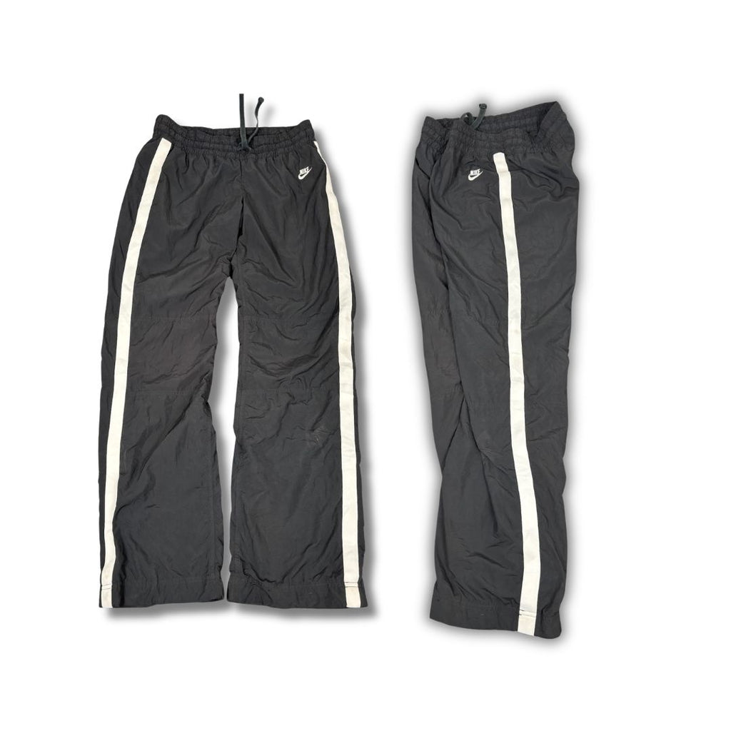 Vintage Y2K Nike Track Pants Women's M Black White Panels Swoosh Joggers Straight Leg