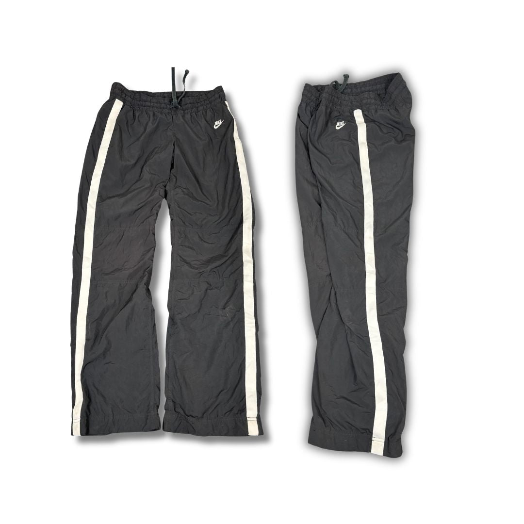 Vintage Y2K Nike Track Pants Women's M Black White Panels Swoosh Joggers Straight Leg