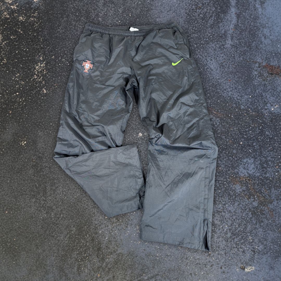 Vintage Y2K Nike Track Pants Men’s L Black Portugal Football Badge Wide Leg