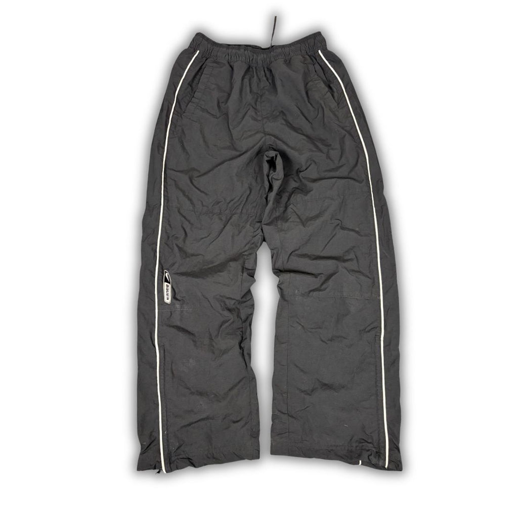 Vintage Y2K Nike x Bauer Track Pants Men's L Black White Piping Nylon Style Joggers Wide Leg