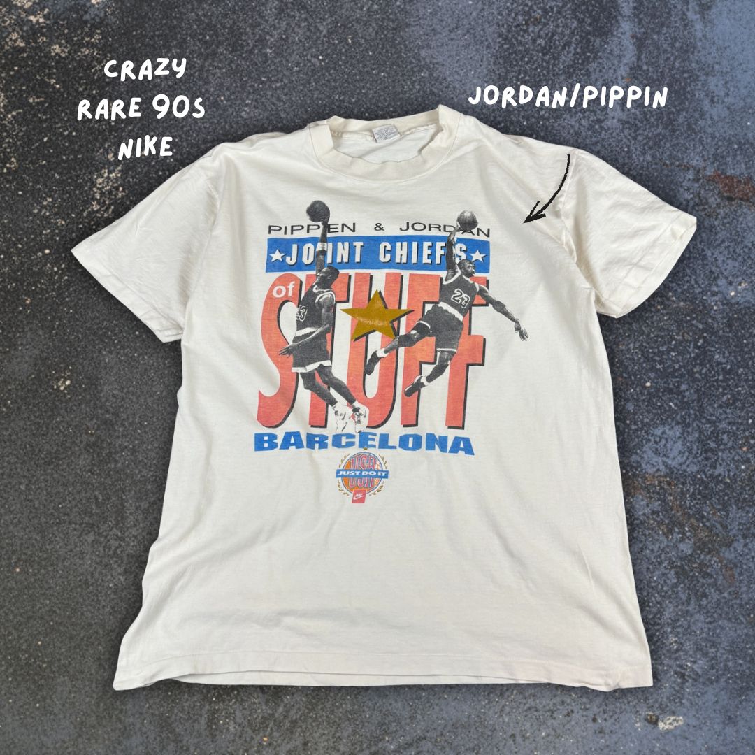 Vintage 90s Nike T-Shirt XL White Cotton Joint Chiefs of Stuff Jordan Pippen Rare