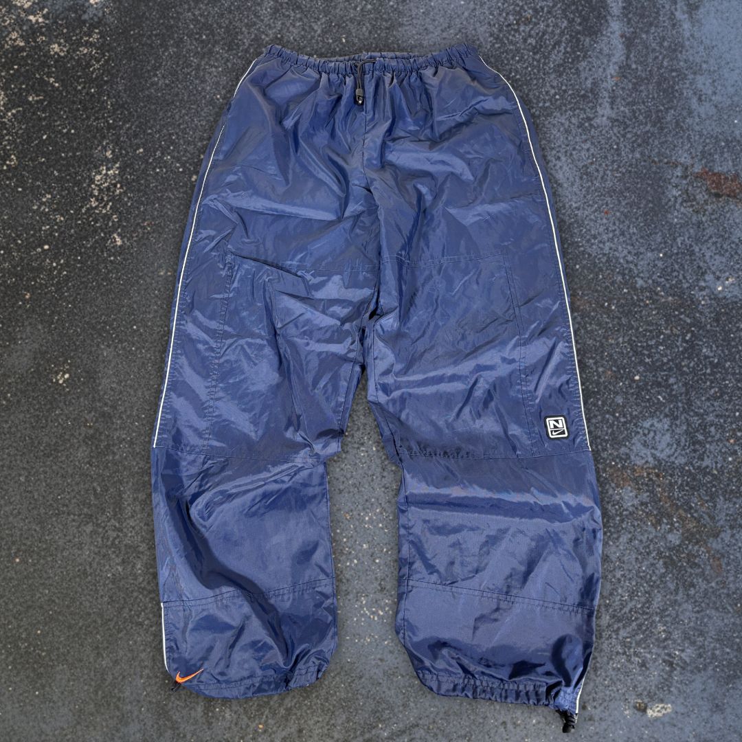 Vintage Y2K Nike Track Pants Size XL Navy Grey Piping Orange Swoosh Bungee Tabs