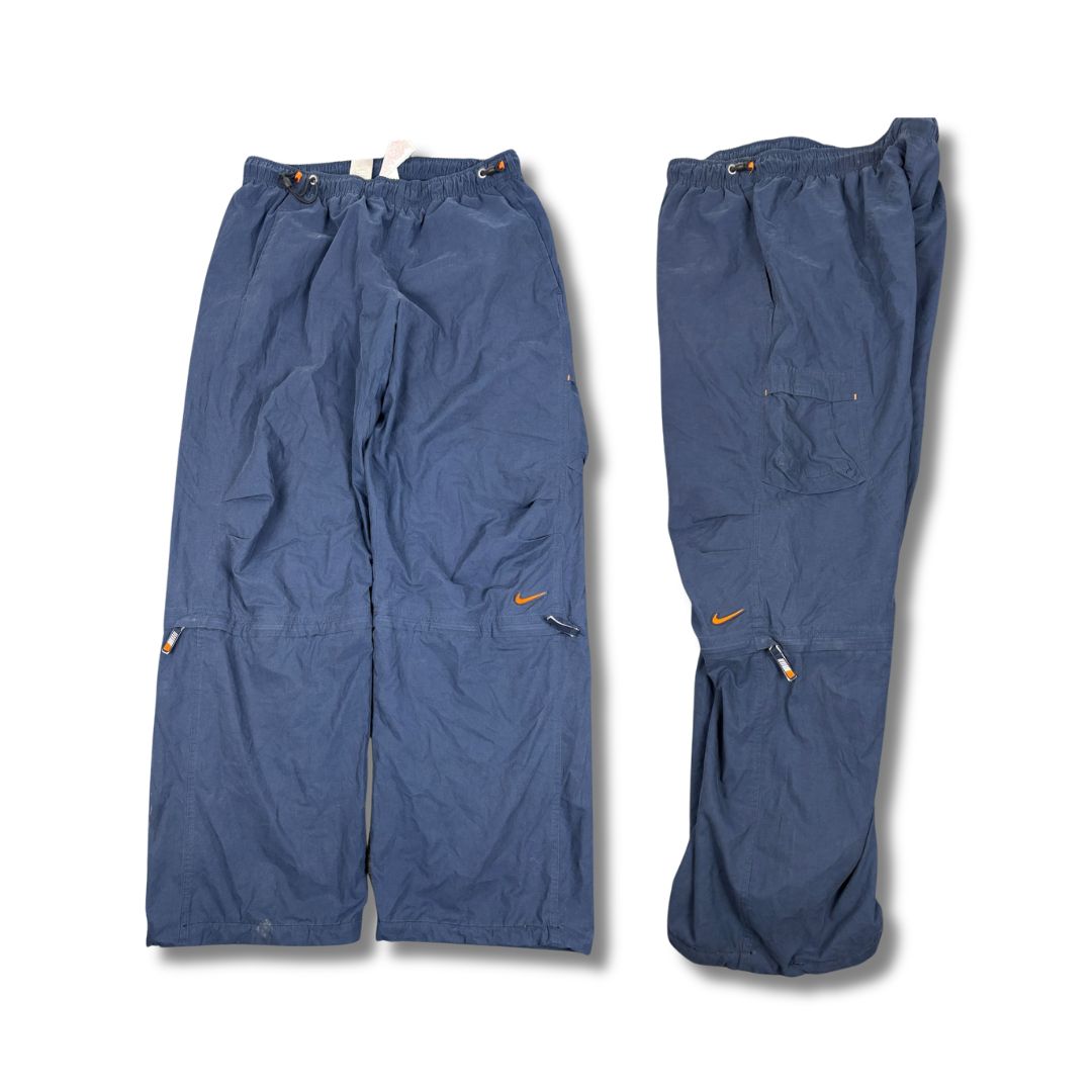 Vintage Y2K Nike Cargo Track Pants Men's L Navy Rare Shorts Zip Off Baggy Joggers