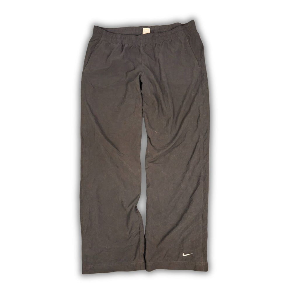 Vintage Y2K Nike Track Pants Women's XL Black white ankle swoosh classic joggers Straight Leg