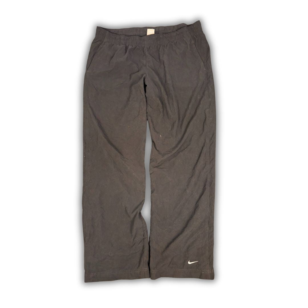 Vintage Y2K Nike Track Pants Women's XL Black white ankle swoosh classic joggers Straight Leg