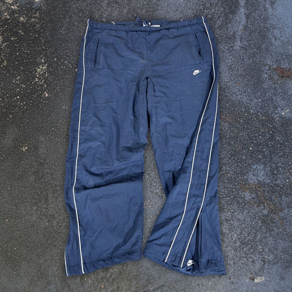 Vintage Y2K Nike Track Pants Size XL Navy White Piping Wide Leg Baggy Ankle Swoosh