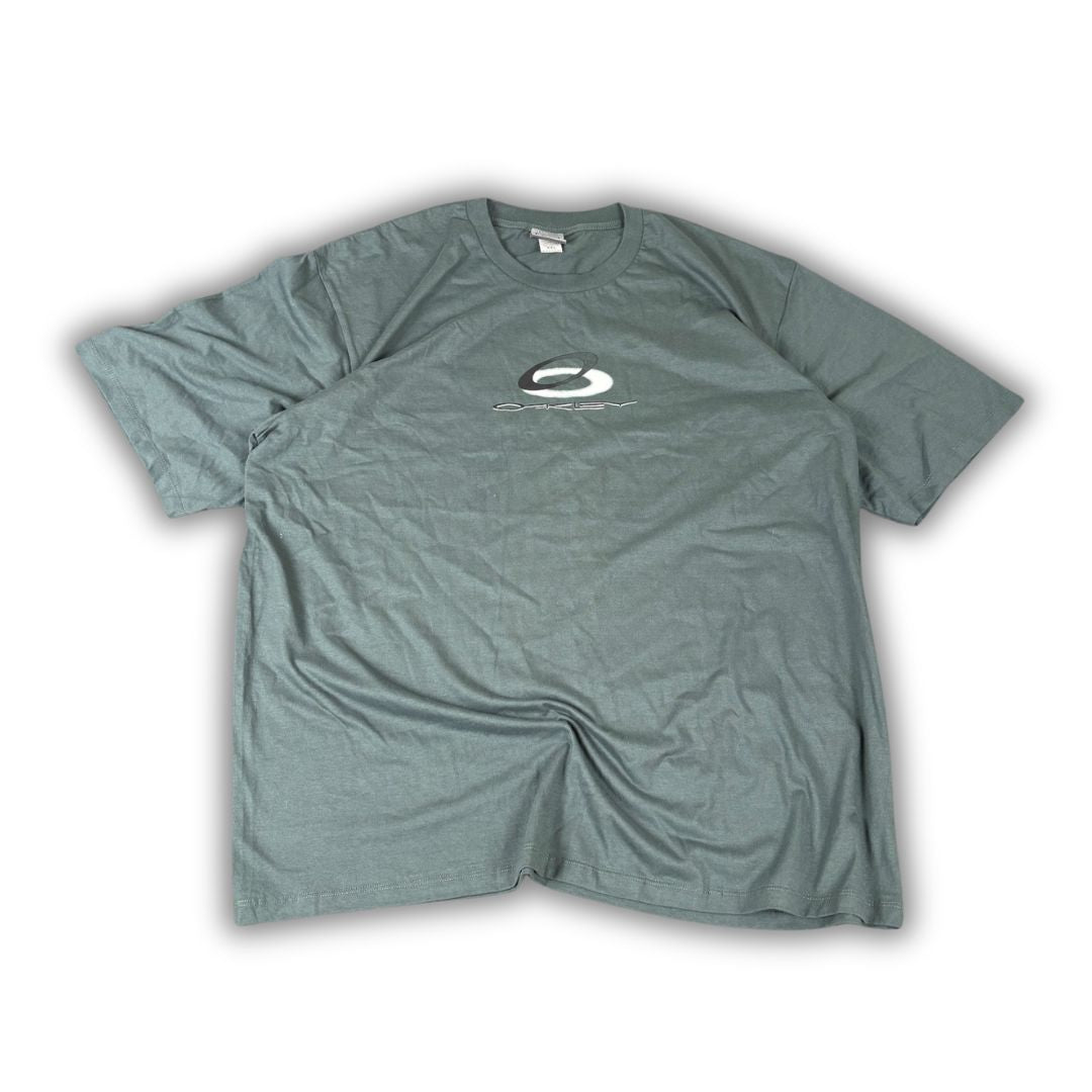 Vintage Y2K Oakley T-shirt Men's XXL Green Grey Software Logo Shirt Crew Neck