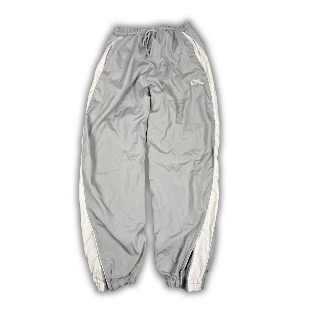 Vintage Y2K Nike Track Pants Men's S Grey White Piping Swoosh Baggy Joggers