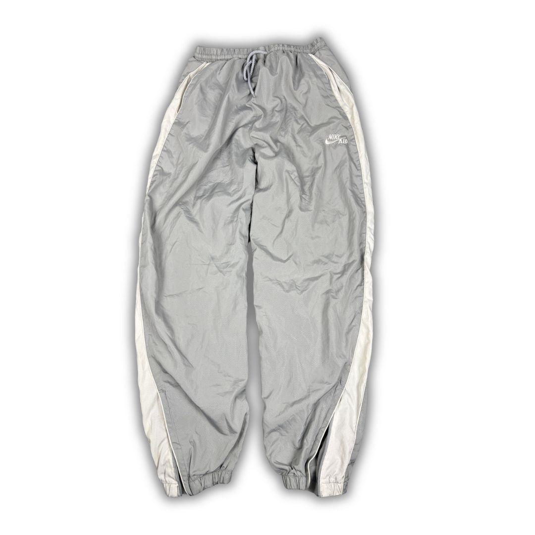 Vintage Y2K Nike Track Pants Men's S Grey White Piping Swoosh Baggy Joggers