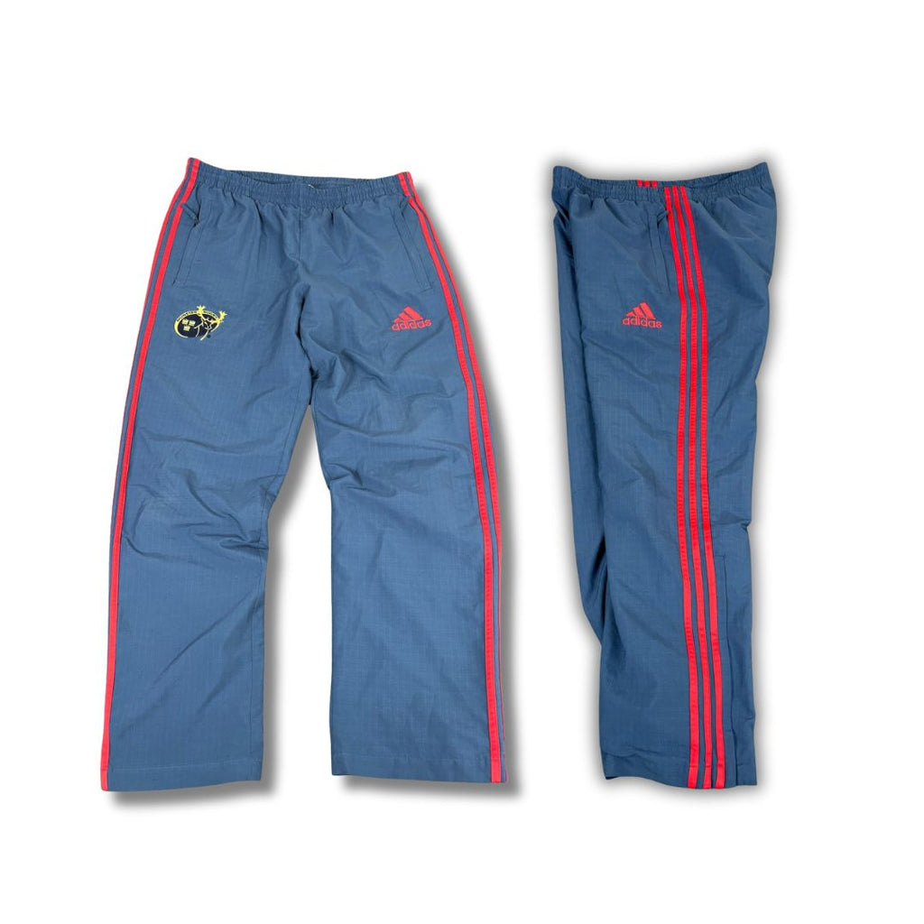 Classic Adidas Track Pants Men's L Blue Red 3 Stripe Munster Rugby Joggers Wide Leg