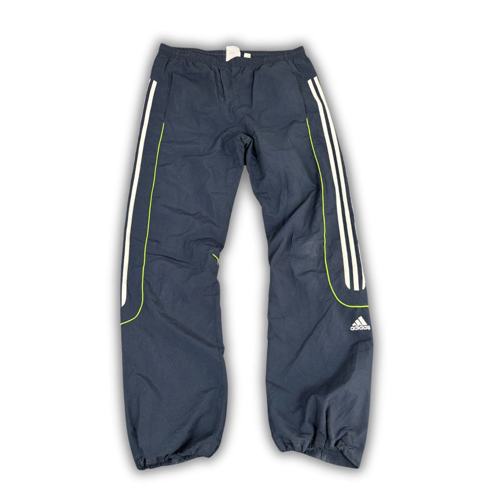 Vintage Y2K Adidas Track Pants Men's XL Navy Green Piping 3 Stripe Joggers Straight Leg