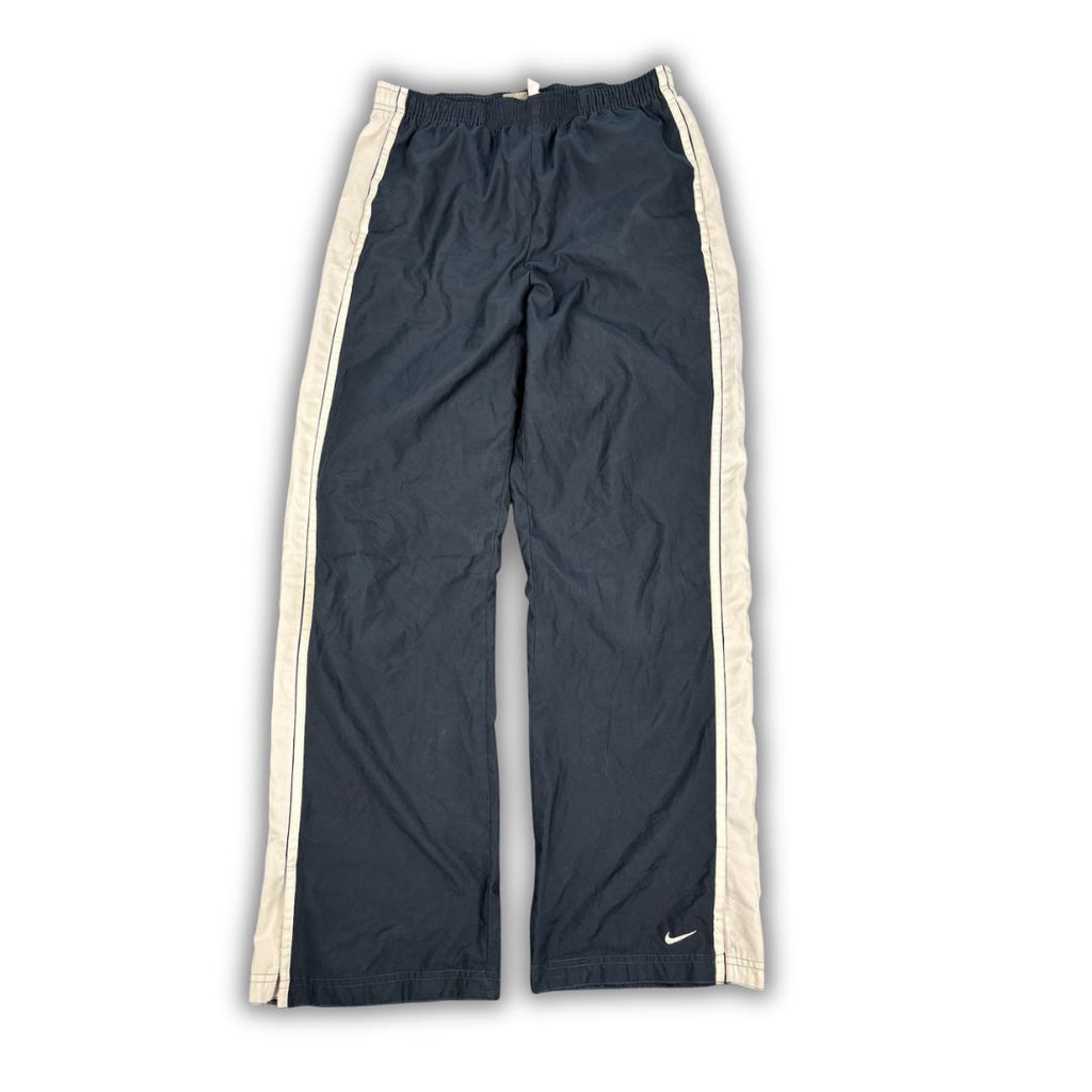 Vintage Y2K Nike Track Pants Women's M Navy White Ankle Swoosh Piping Straight Leg