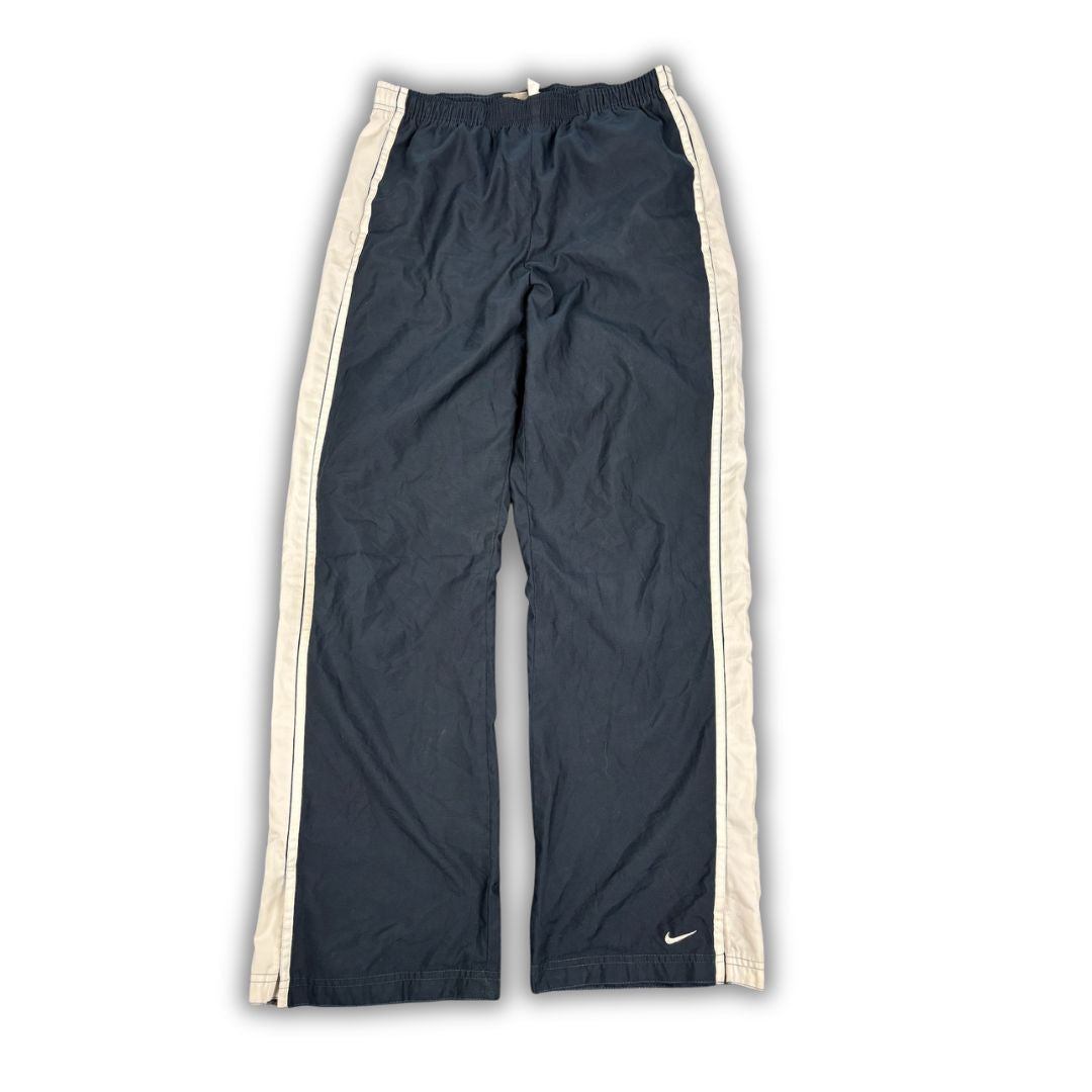 Vintage Y2K Nike Track Pants Women's M Navy White Ankle Swoosh Piping Straight Leg