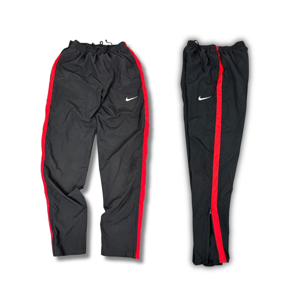Classic Nike Dri-Fit Track Pants Men's M Black Red Panel Running Joggers Tapered