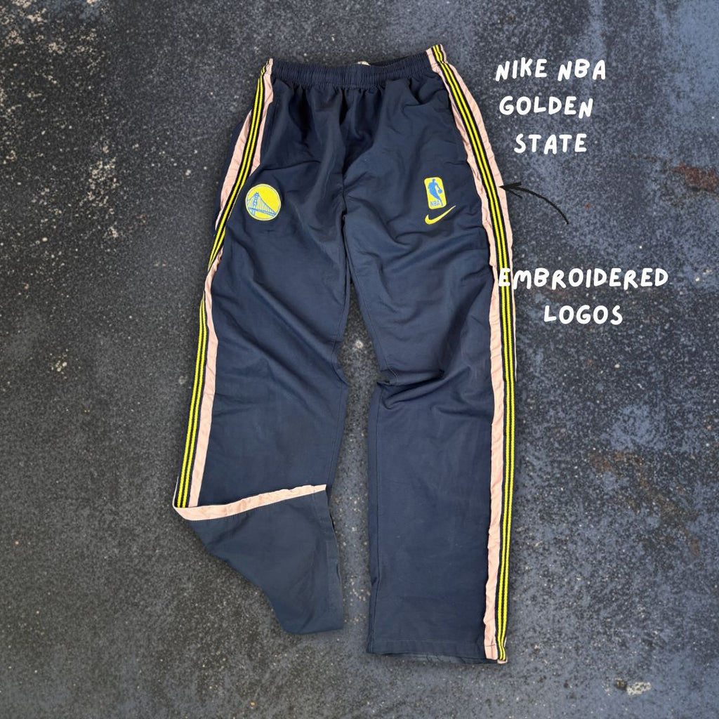Nike Basketball Track Pants Men's S Navy Golden State NBA Embroidered Logos