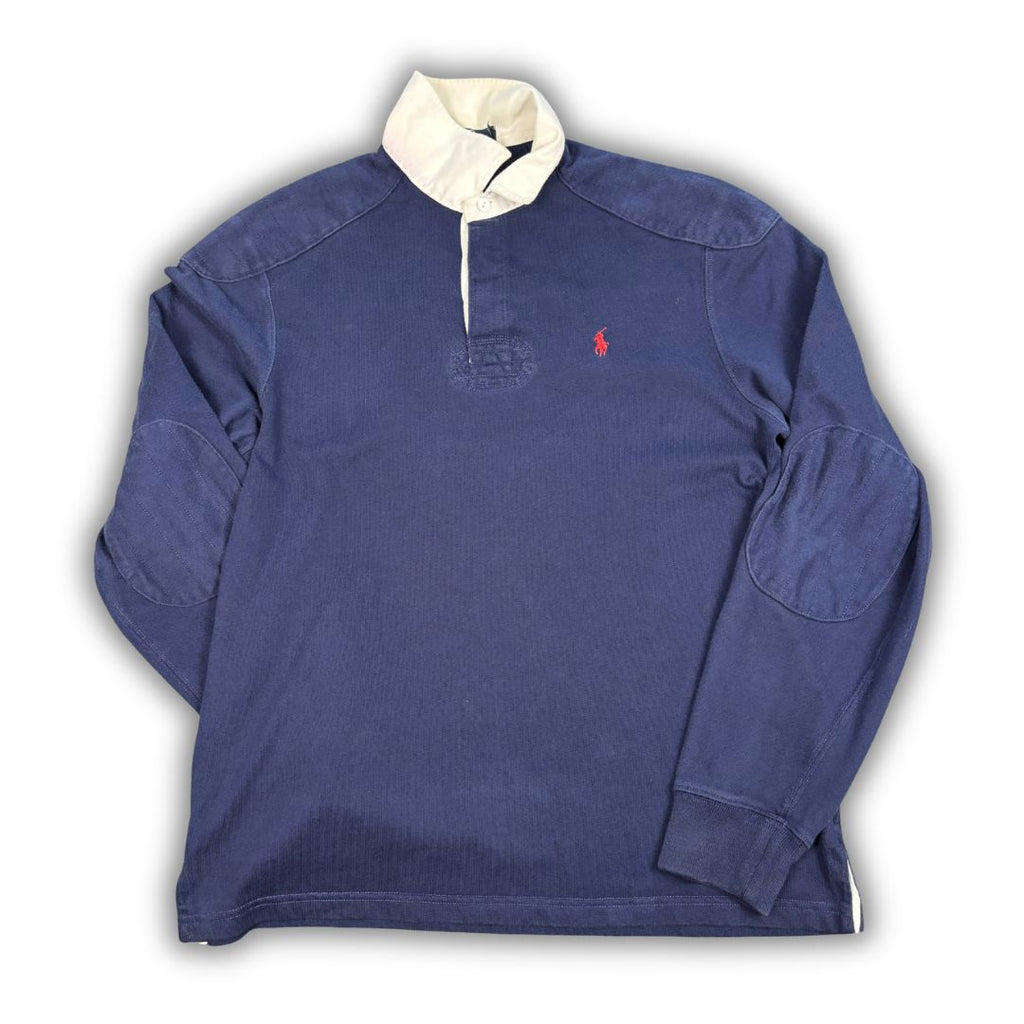 Vintage 90's Ralph Lauren Rugby Polo Men's L Navy Red Pony Collared