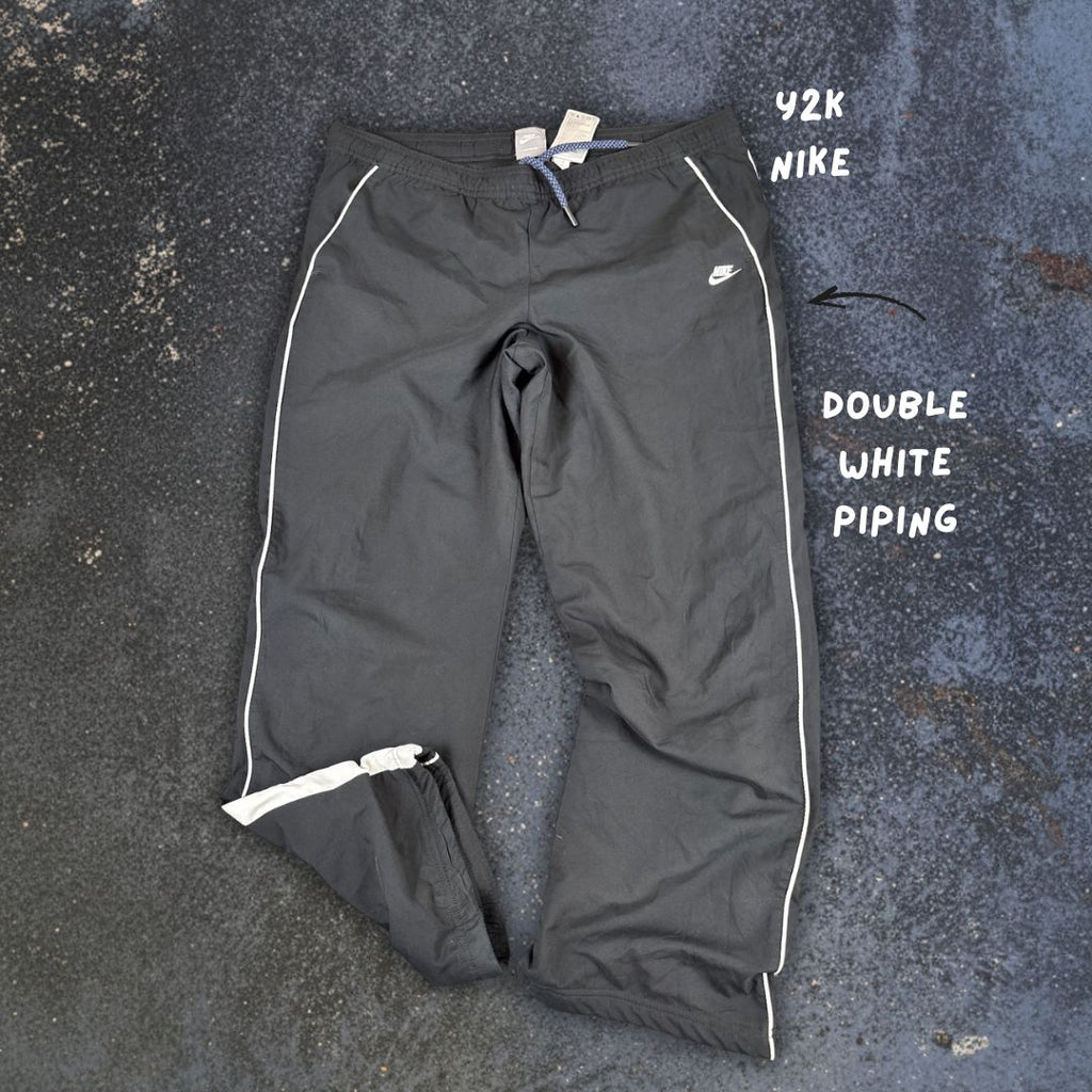 Vintage Y2K Nike Track Pants Women’s M Black White Piping Classic 00s