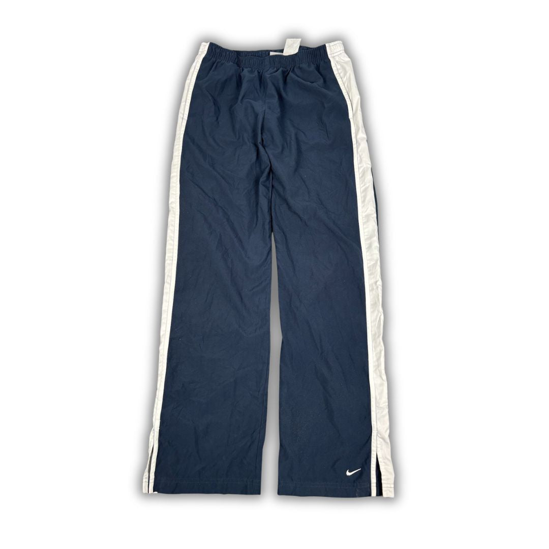 Vintage Y2K Nike Track Pants Women's M Navy White Piping Ankle Swoosh Joggers