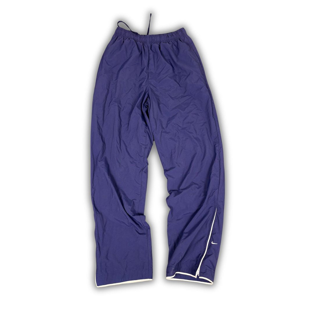Vintage Y2K Nike Track Pants Women's M Navy Blue Swoosh Piping Joggers Straight Leg