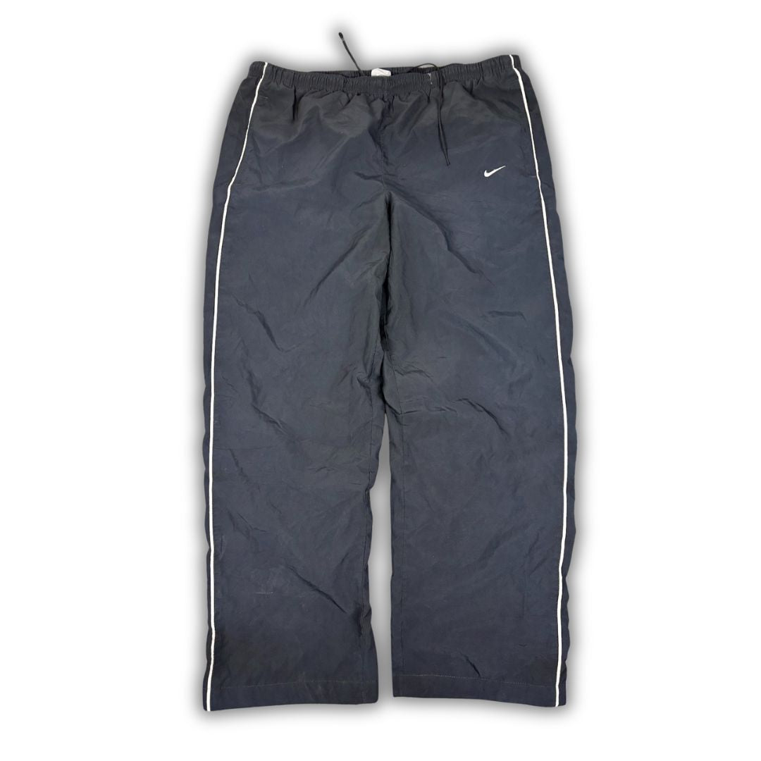 Vintage Y2K Nike Track Pants Men's L Black Grey Swoosh Piping Premo Baggy Joggers