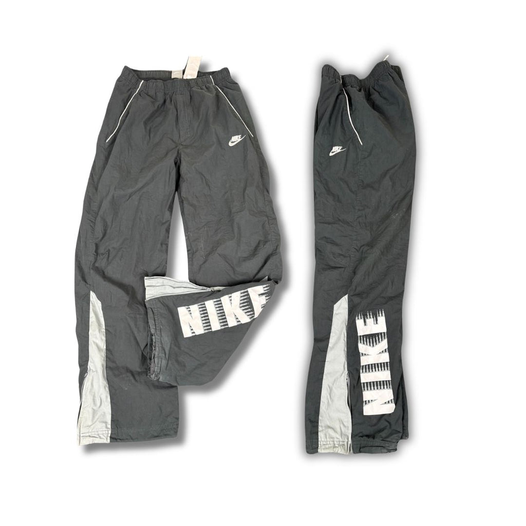 Vintage Y2K Nike Track Pants Men's M Grey Piping Spell Out Joggers Wide Leg